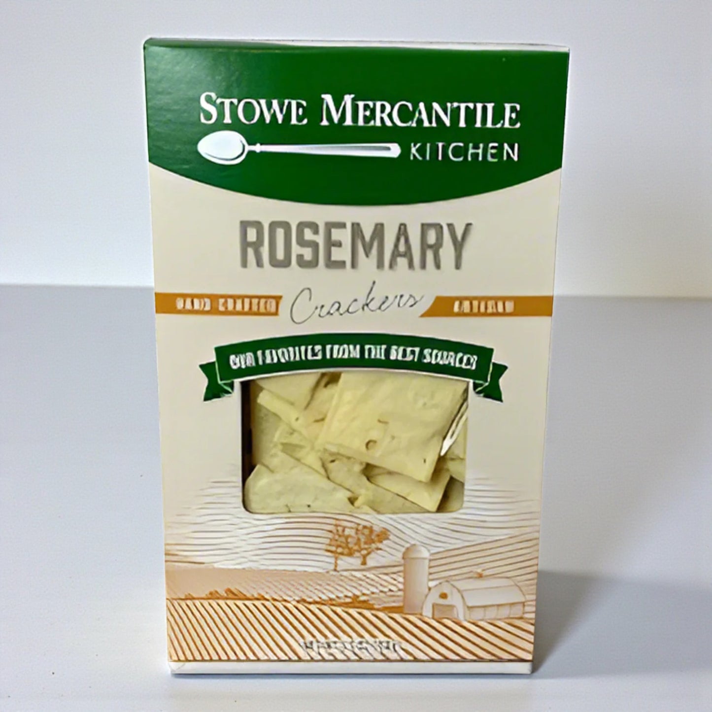 Stowe Mercantile Kitchen Rosemary Crackers, light and crispy, handmade with love.