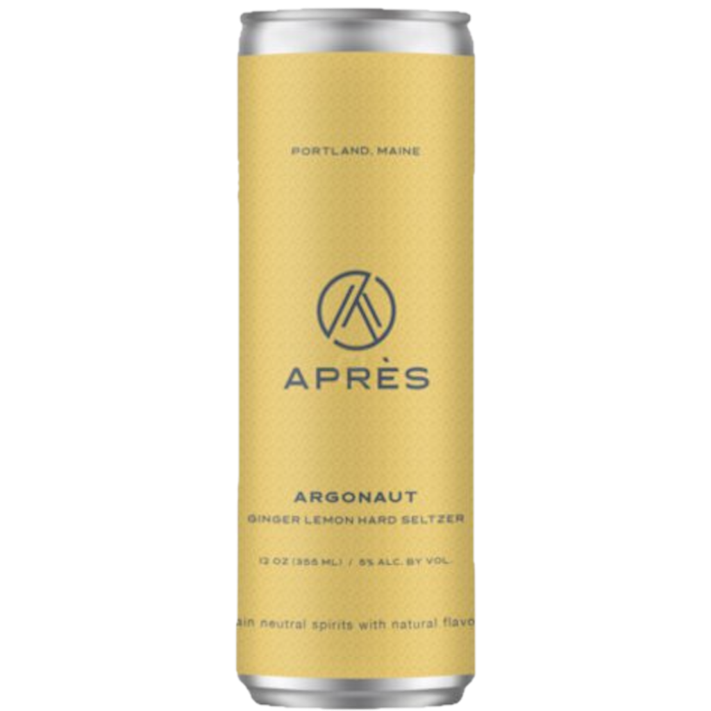 Stowe Public House & Bottle Shop Apres Argonaut Ginger Lemon Hard Seltzer can, 12 oz, 5% ABV.