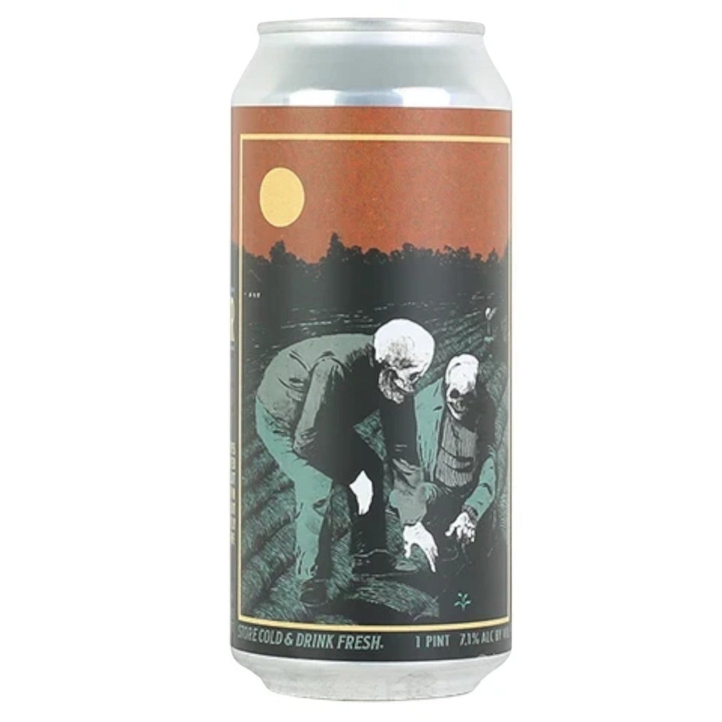 Stowe Public House & Bottle Shop Abomination Brewing Co. Fall Harvester fruited sour beer can with skeleton art