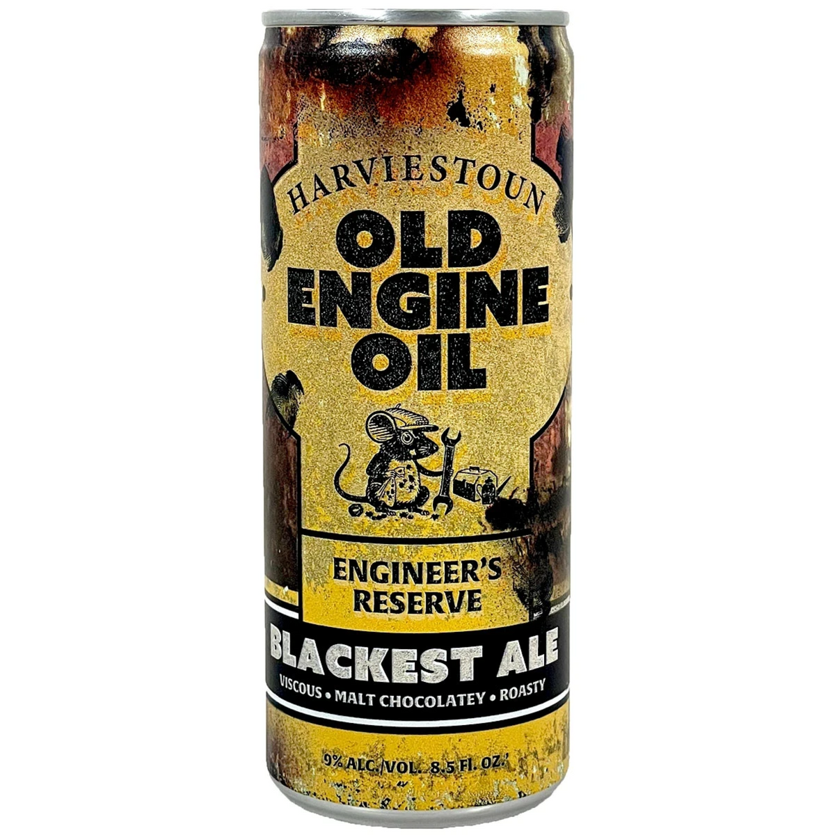 Stowe Public House & Bottle Shop Harviestoun Old Engine Oil Engineer's Reserve black ale can with industrial design