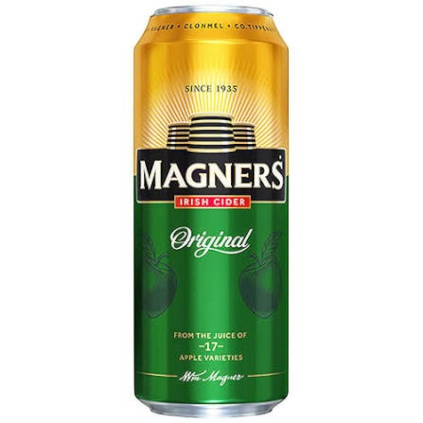 Stowe Public House & Bottle Shop Magner's Original Irish Cider can with green and gold branding.