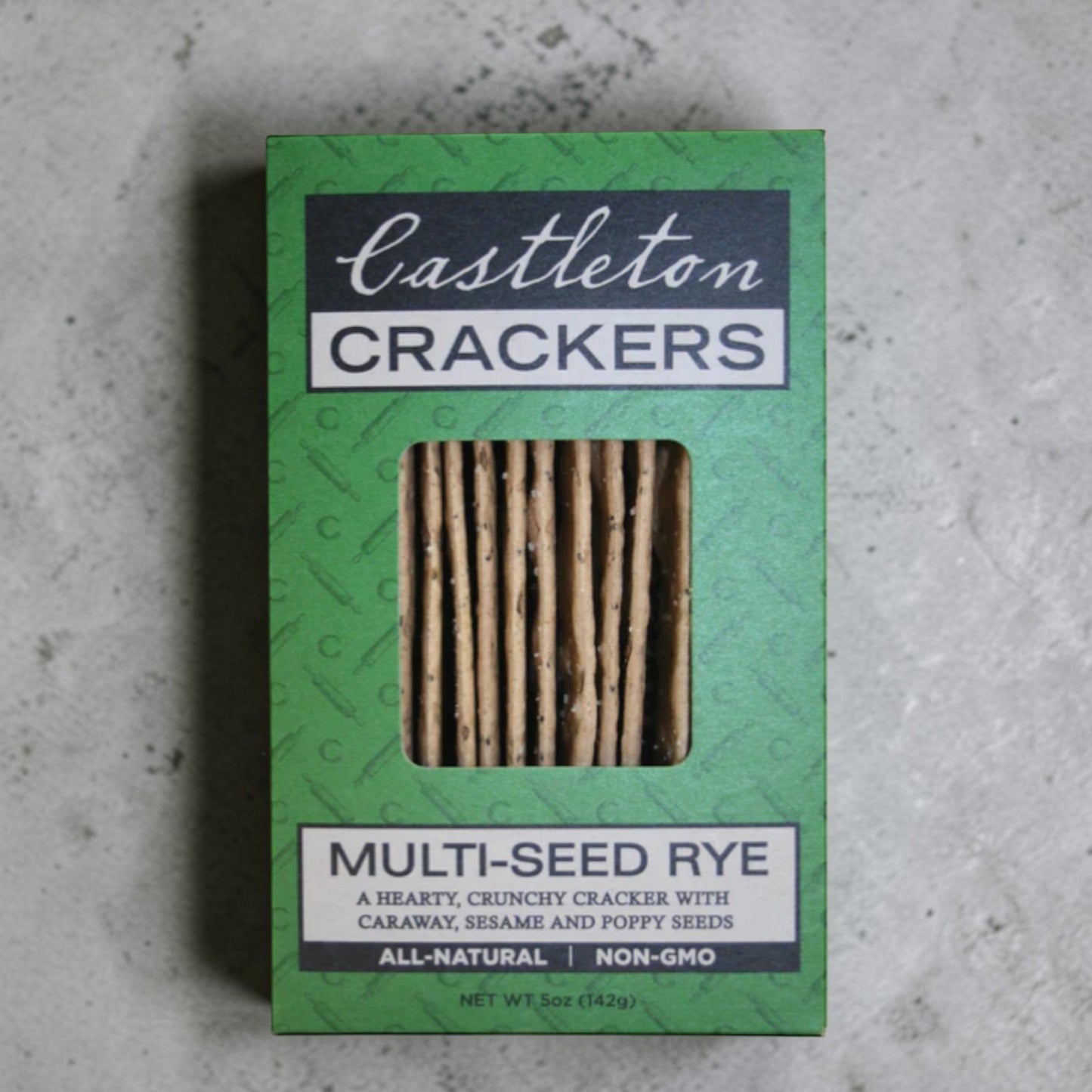 Stowe Public House & Bottle Shop Castleton Multi-Seeded Rye Crackers with caraway, sesame, and poppy seeds.