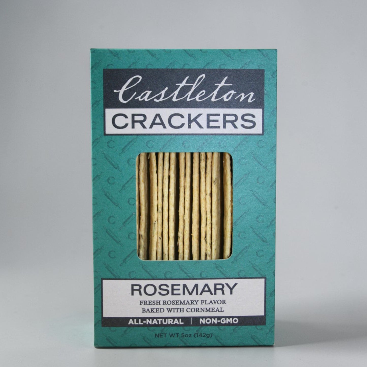 Stowe Public House & Bottle Shop Castleton Rosemary crackers, baked with cornmeal and fresh rosemary flavor. Rustic, hand-cracked appearance.