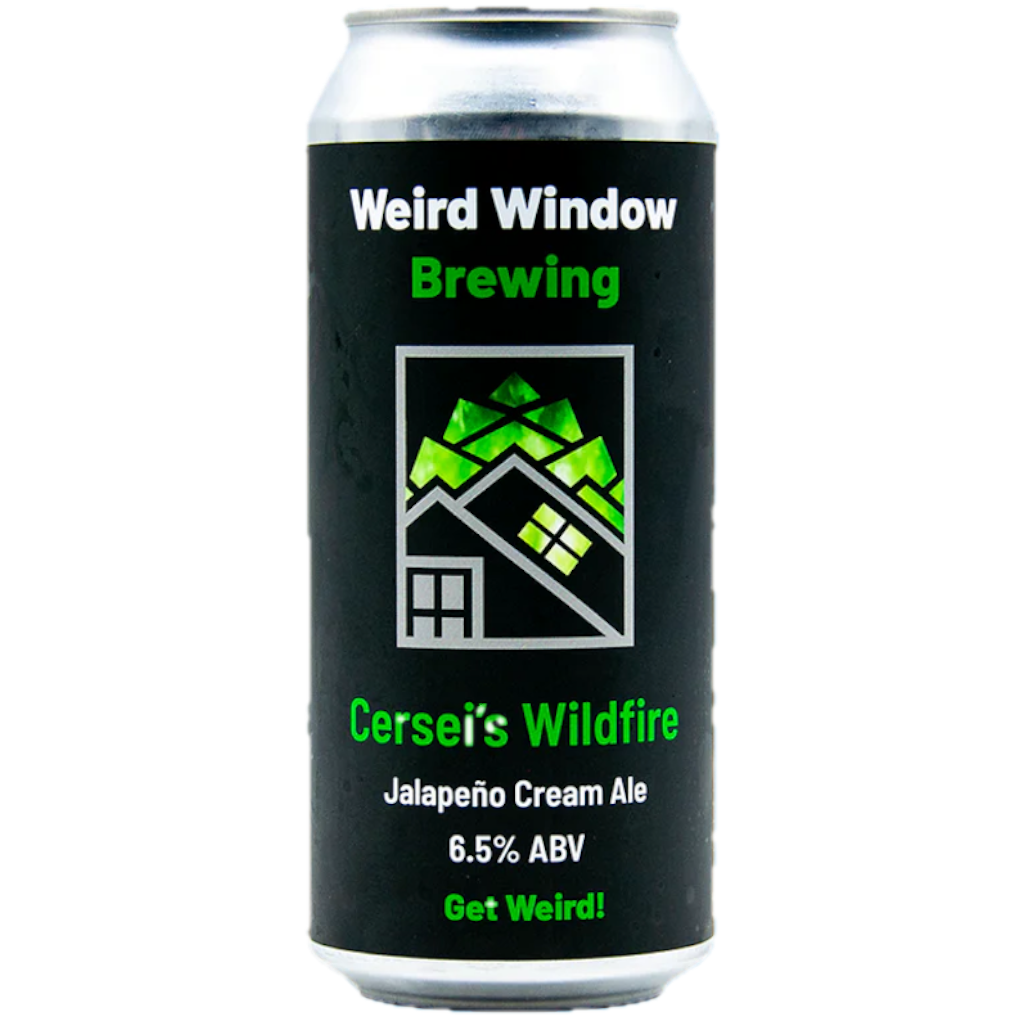 Stowe Public House & Bottle Shop's Weird Window Brewing Cersei's Wildfire Jalapeño Cream Ale can, 6.5% ABV.