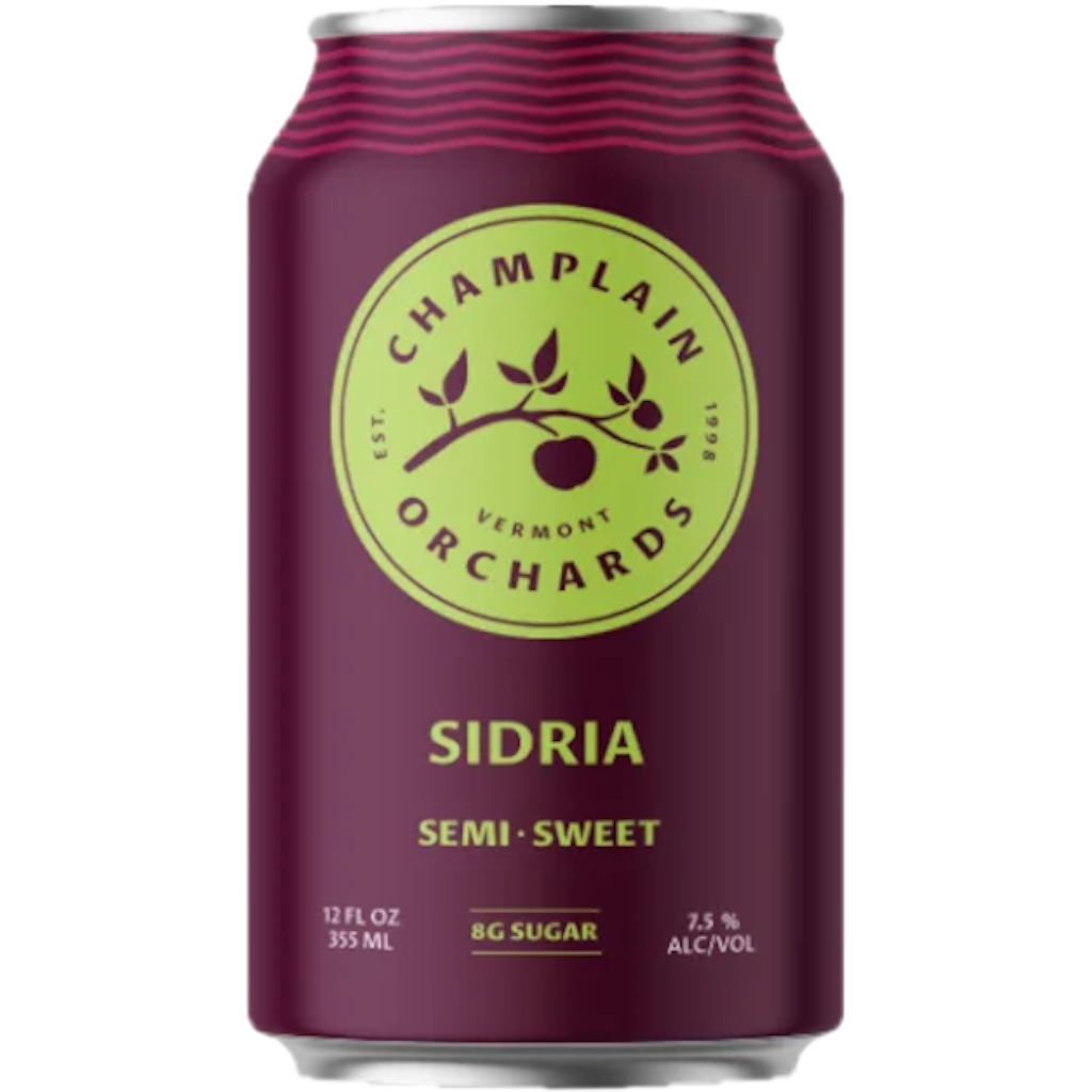 Stowe Public House & Bottle Shop Champlain Orchards Sidria semi-sweet canned cider, 7.5% ABV.