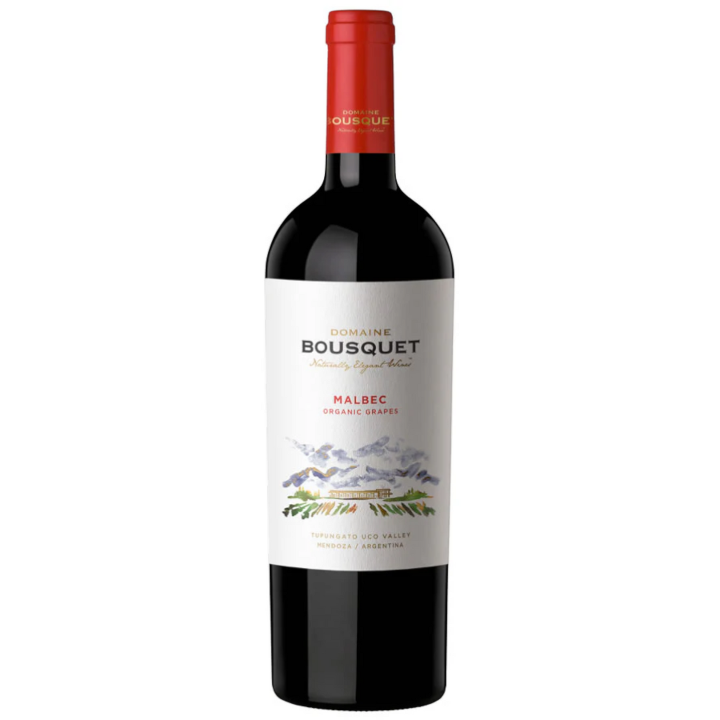 Stowe Public House & Bottle Shop Domaine Bousquet Malbec organic red wine bottle with red cap and white label.