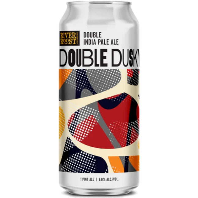 Stowe Public House & Bottle Shop River Roost Brewery Double Duksy India Pale Ale can with abstract colorful design.