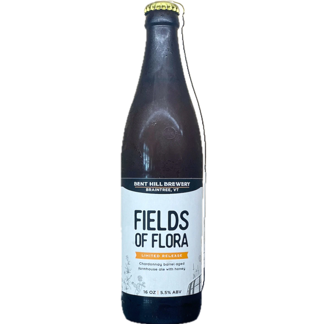 Stowe Public House & Bottle Shop: Bent Hill Brewery Fields of Flora Chardonnay barrel aged farmhouse ale with honey, 16 oz, 5.5% ABV.