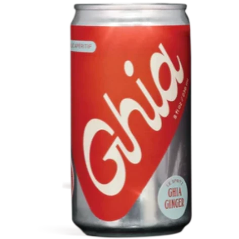 Stowe Public House & Bottle Shop Ghia Ginger non-alcoholic spritz can with a red and silver design.