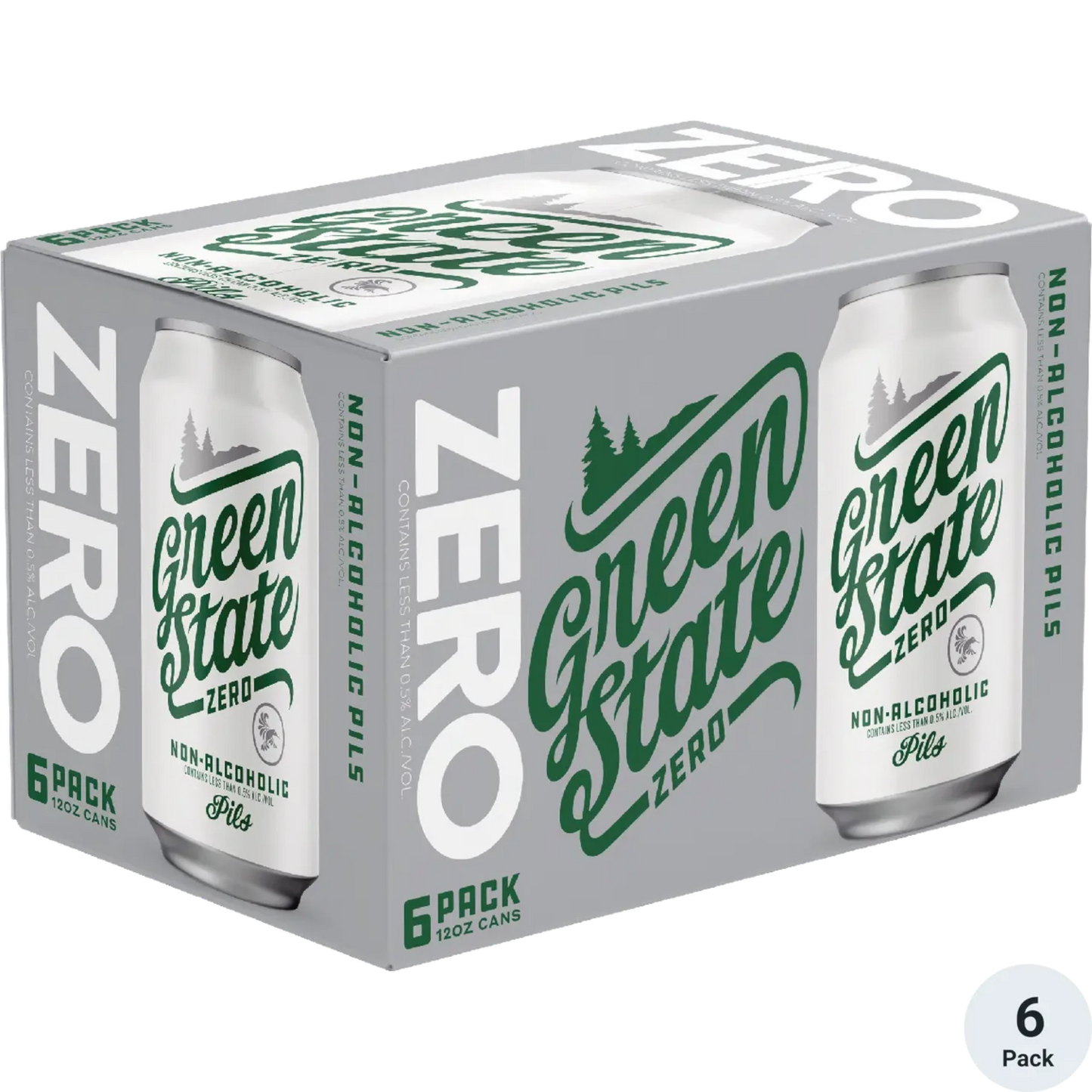 Stowe Public House & Bottle Shop Green State Zero non-alcoholic pilsner 6-pack cans. Crisp, clean, sessionable.