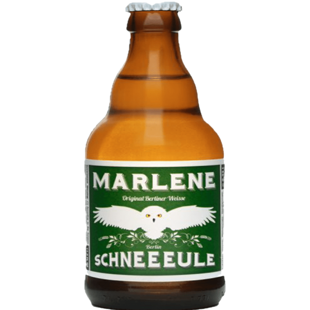 Stowe Public House & Bottle Shop Schneeeule Marlene Original Berliner Weisse beer bottle with white owl graphic.