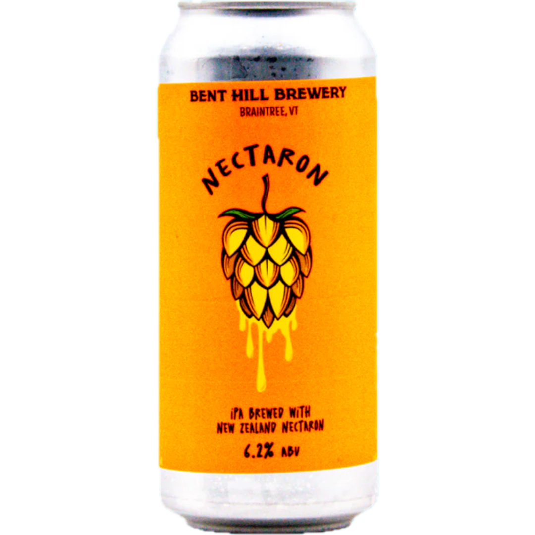 Stowe Public House & Bottle Shop Bent Hill Brewery Nectaron IPA can, featuring a yellow hop graphic and 6.2% ABV.
