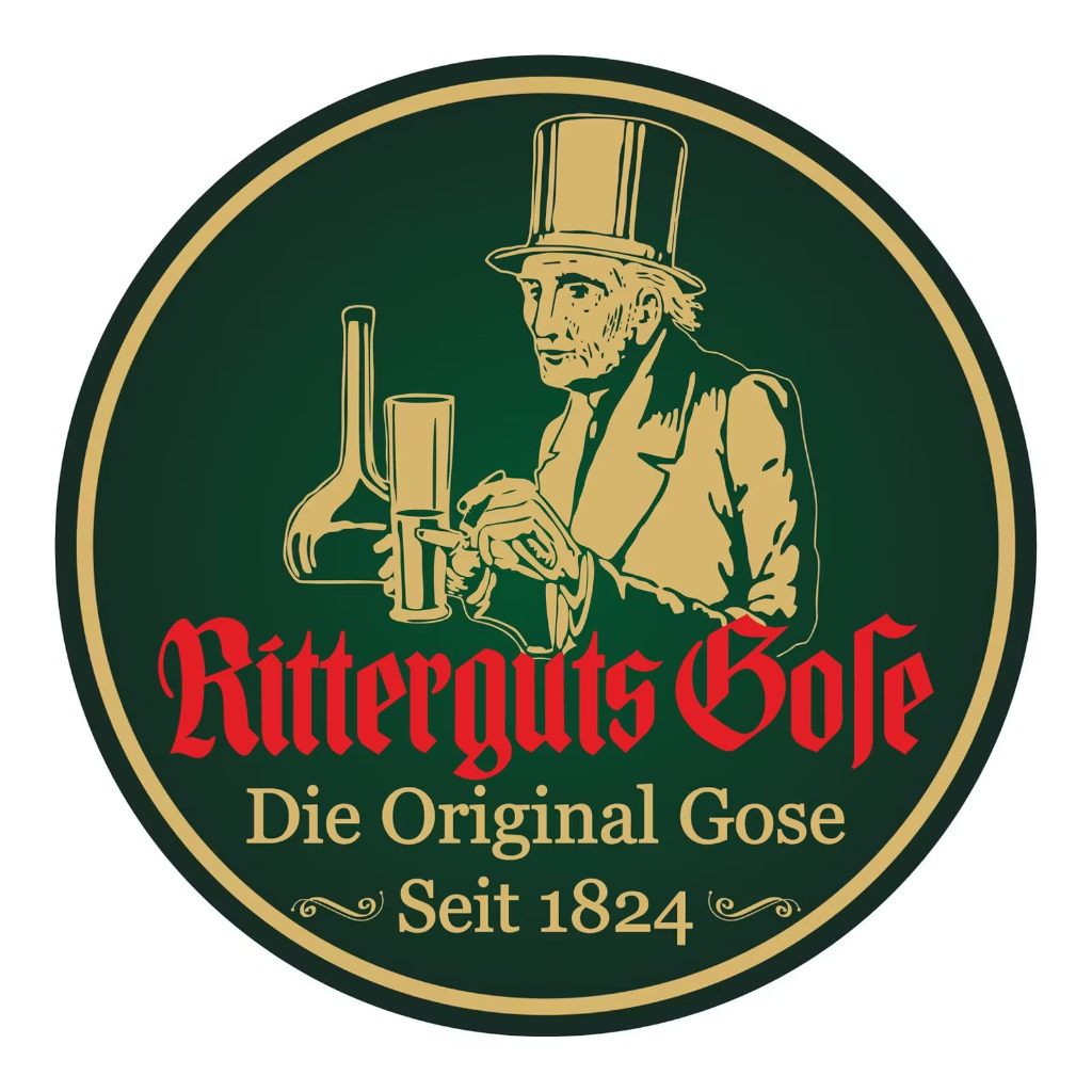 Stowe Public House Ritterguts Gose logo featuring a man in a top hat and a glass, with text "Ritterguts Gose Die Original Gose Seit 1824".