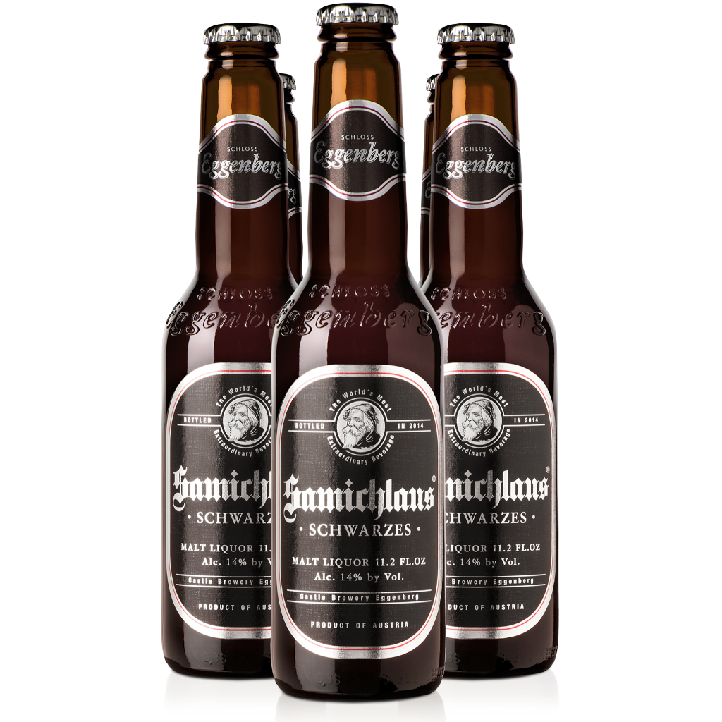 Stowe Public House & Bottle Shop: Schloss Eggenberg Samichlaus Schwarzes, a dark malt liquor with a black label.