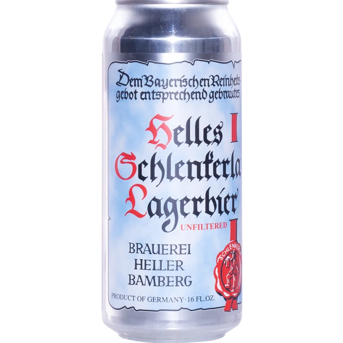 Stowe Public House & Bottle Shop: Schlenkerla Helles Lagerbier, unfiltered German lager beer in a silver can.