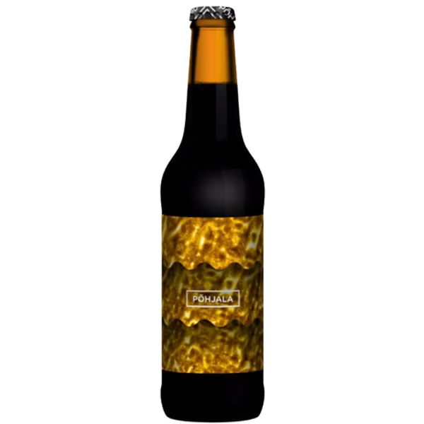 Stowe Public House & Bottle Shop Pohjala Truffle Stout imperial stout bottle with golden, wavy label design.
