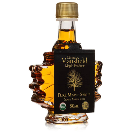 Mount Mansfield Maple Leaf Bottle Organic Pure Vermont Maple Syrup