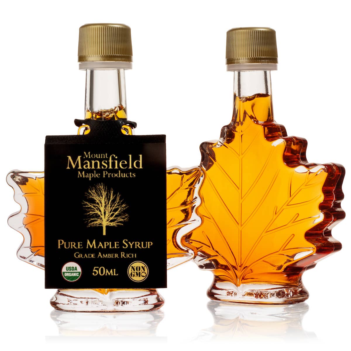 Mount Mansfield Maple Leaf Bottle Organic Pure Vermont Maple Syrup