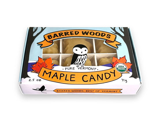 Barred Woods Pure Organic Vermont Maple Candy - 6 Piece Gift Box