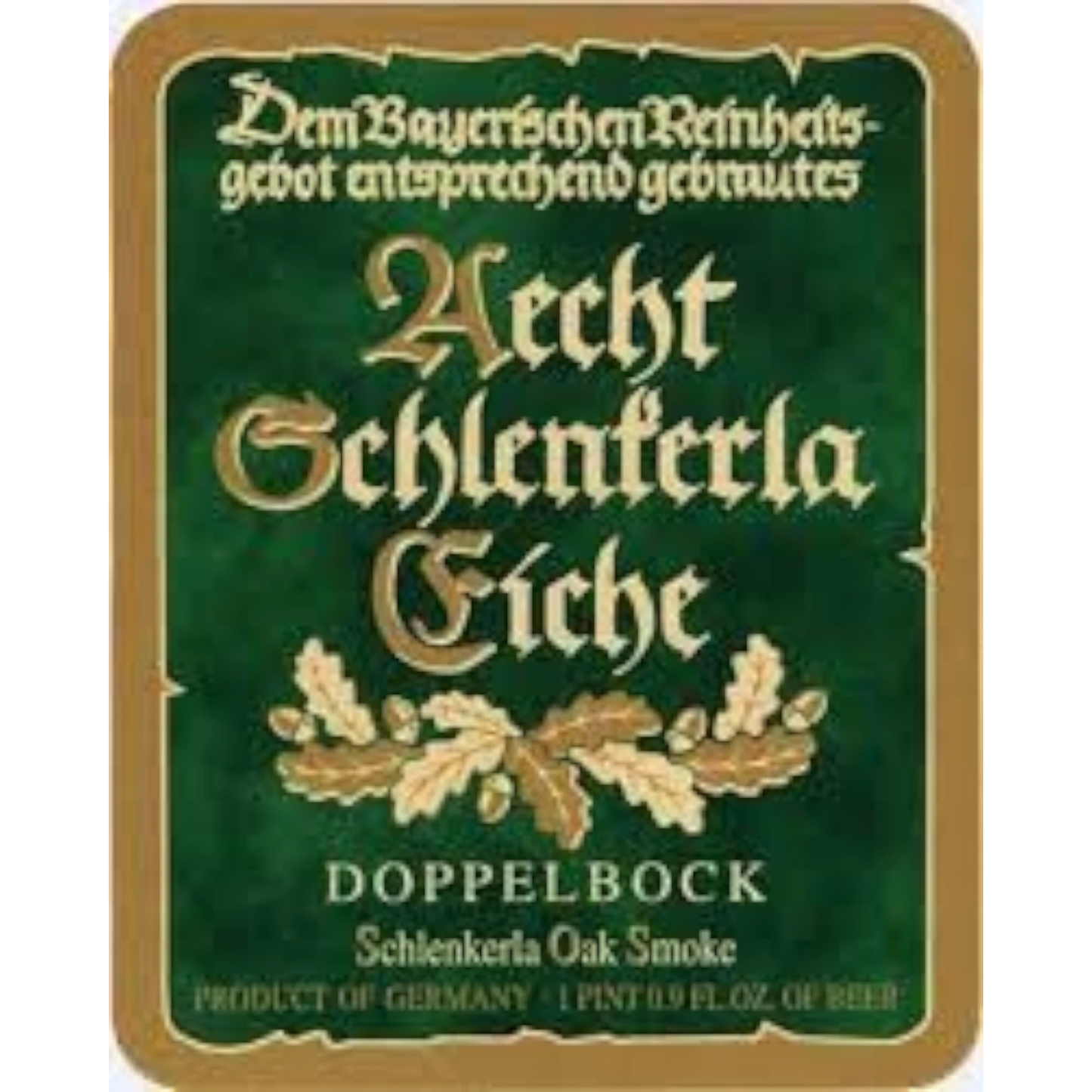 Stowe Public House & Bottle Shop Aecht Schlenkerla Eiche Doppelbock beer label, amber color, oak smoke flavor.