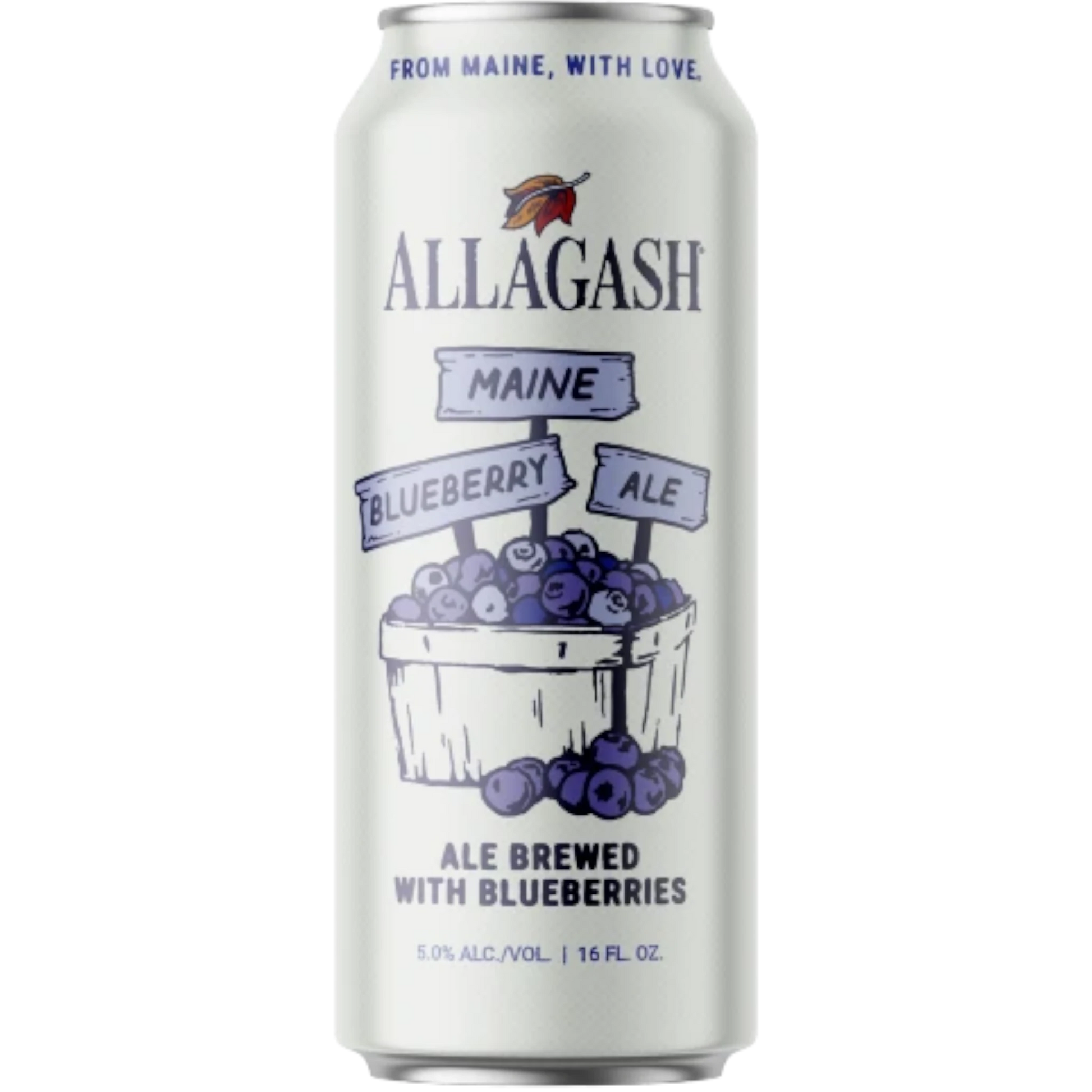 Stowe Public House & Bottle Shop Allagash Maine Blueberry Ale can, brewed with wild blueberries.