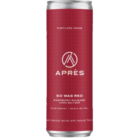 Stowe Public House & Bottle Shop Apres So Was Red Raspberry Rhubarb Hard Seltzer can, 5% ABV.