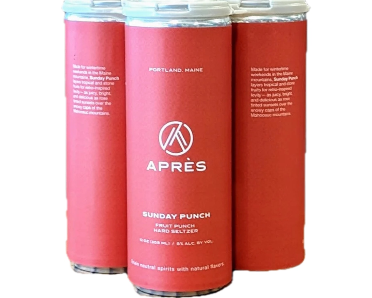 Stowe Public House & Bottle Shop Apres Sunday Punch fruit punch hard seltzer cans with retro-inspired design.