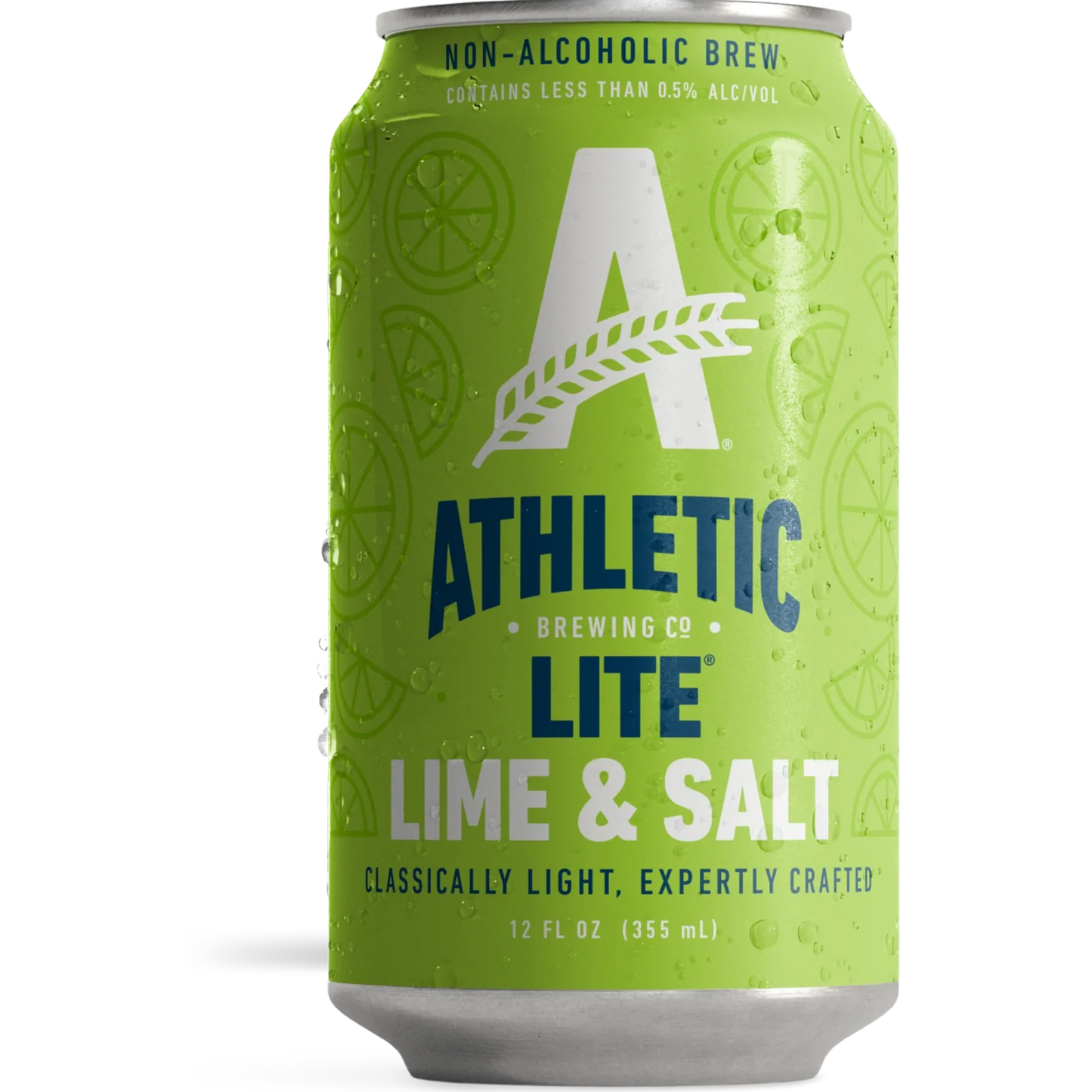 Stowe Public House & Bottle Shop: Athletic Brewing Lite Lime & Salt non-alcoholic brew can with lime pattern.