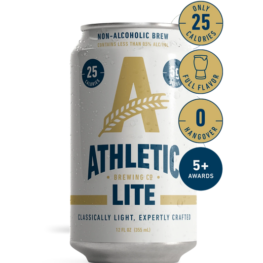 Stowe Public House & Bottle Shop Athletic Brewing Lite non-alcoholic brew can with 25 calories and full flavor.