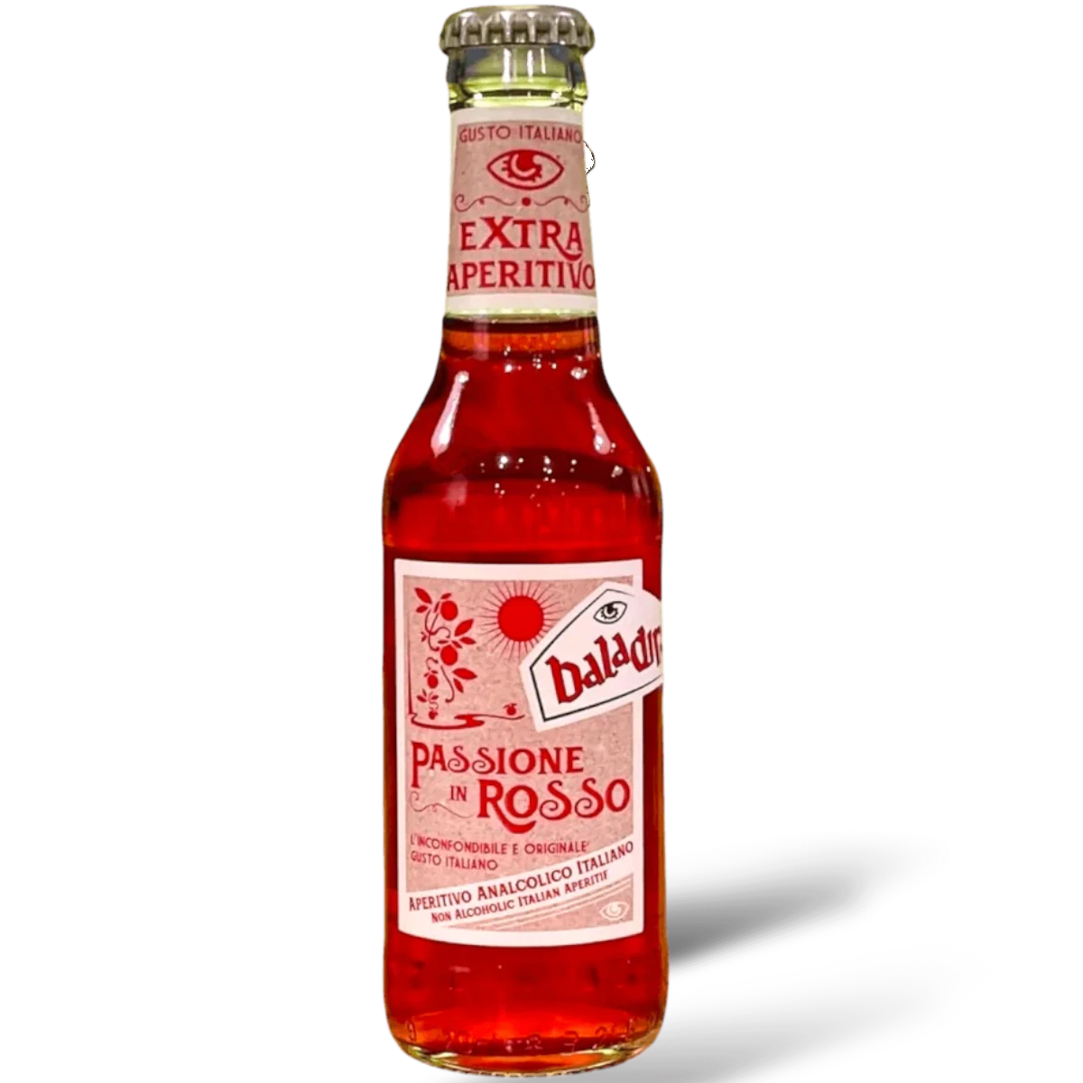 Stowe Public House & Bottle Shop Baladin Passione in Rosso non-alcoholic Italian aperitif, red, in a glass bottle.