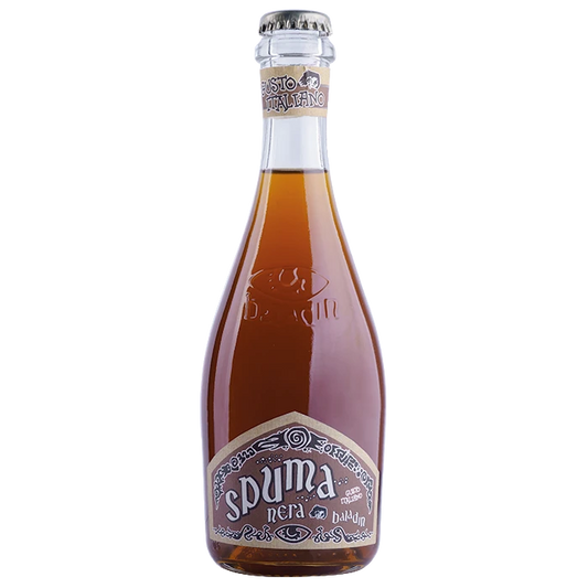 Stowe Public House & Bottle Shop Baladin Spuma Nera Italian soda with citrus myrtifolia, rhubarb, vanilla, and orange zest.