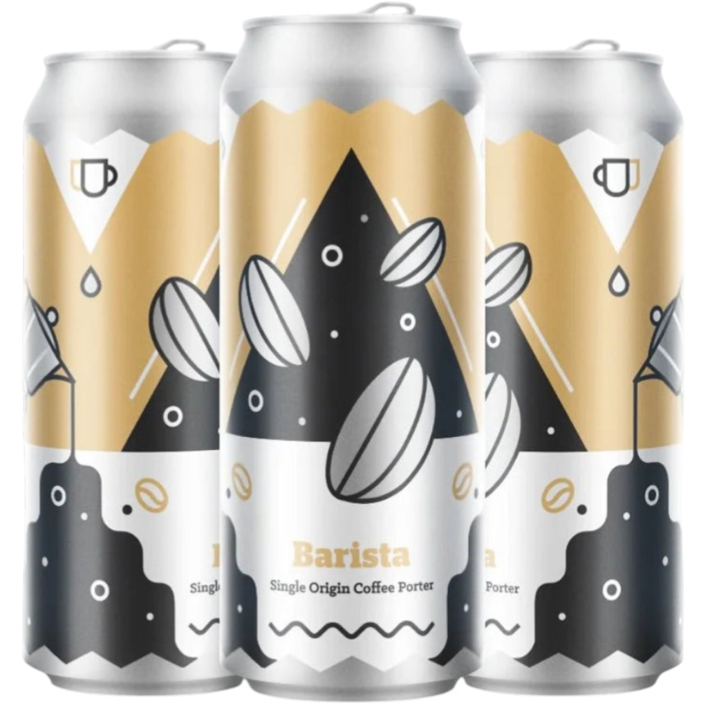 Stowe Public House Barista Single Origin Coffee Porter can with coffee bean and mountain design.