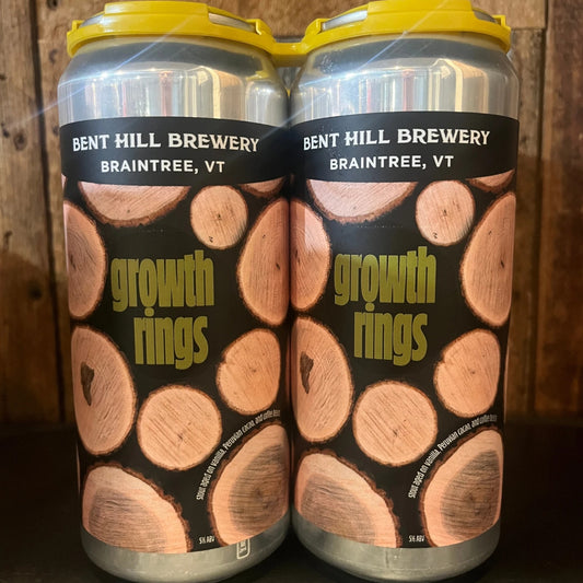 Stowe Public House & Bottle Shop: Bent Hill Brewery Growth Rings American stout aged on vanilla, cacao, and coffee. 5% ABV.