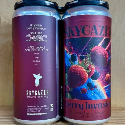 Stowe Public House & Bottle Shop Skygazer Berry Invasion sour ale with strawberry, raspberry, and blackberry. 4.5% ABV.