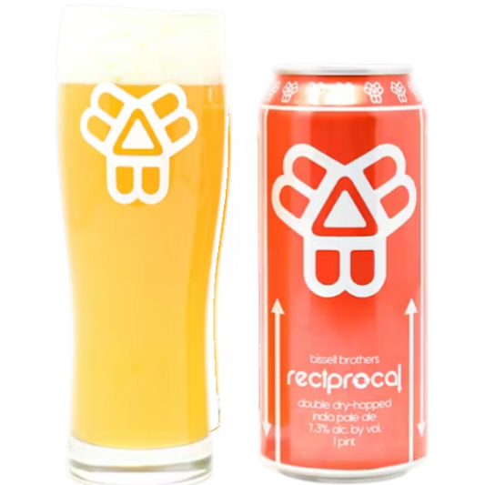 Stowe Public House & Bottle Shop: Bissell Brothers Reciprocal double dry-hopped India pale ale in red can and glass.