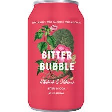Stowe Public House Bitter Bubble Rhubarb & Hibiscus zero sugar, zero calorie, zero alcohol canned beverage.