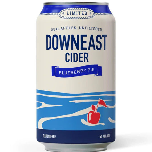 Stowe Public House & Bottle Shop Downeast Cider Blueberry Pie limited edition can, gluten-free, 5% ABV.