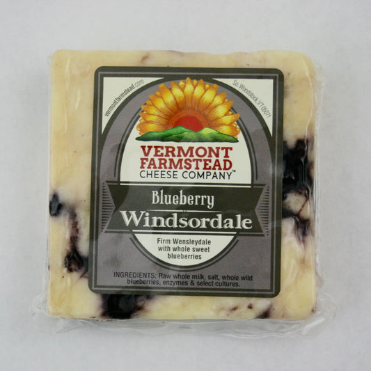 Stowe Public House & Bottle Shop Vermont Farmstead Blueberry Windsordale cheese with whole blueberries.