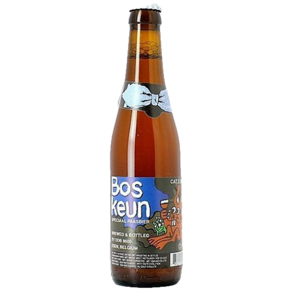 Stowe Public House & Bottle Shop Brouwerij De Dolle Brouwers Boskeun Special Paasbier bottle. Features a blue label with a cartoon rabbit and text.