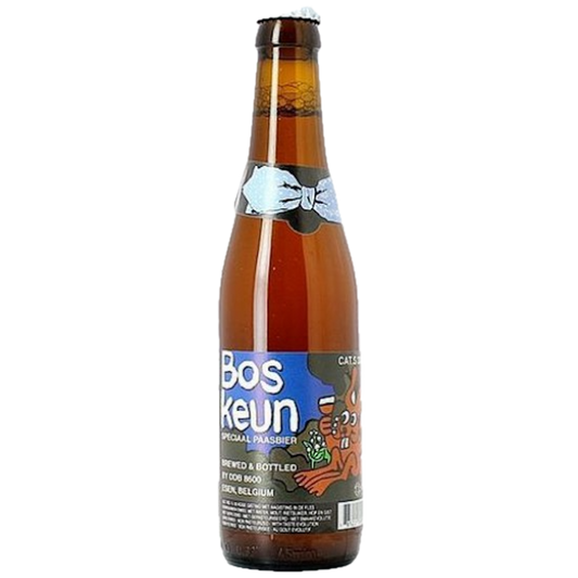 Stowe Public House & Bottle Shop Brouwerij De Dolle Brouwers Boskeun Special Paasbier bottle. Features a blue label with a cartoon rabbit and text.