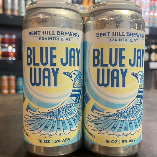 Stowe Public House & Bottle Shop: Bent Hill Brewery Blue Jay Way Blueberry & Vanilla Sour beer cans. Lightly soured with blueberries and vanilla.