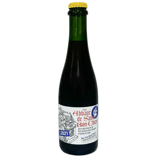 Stowe Public House & Bottle Shop 2021 BFM Abbaye de Saint Bon-Chien sour ale in a green glass bottle with yellow cap.