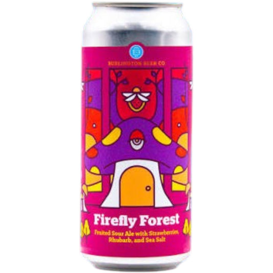 Stowe Public House & Bottle Shop Burlington Beer Co. Firefly Forest strawberry rhubarb gose can with colorful art