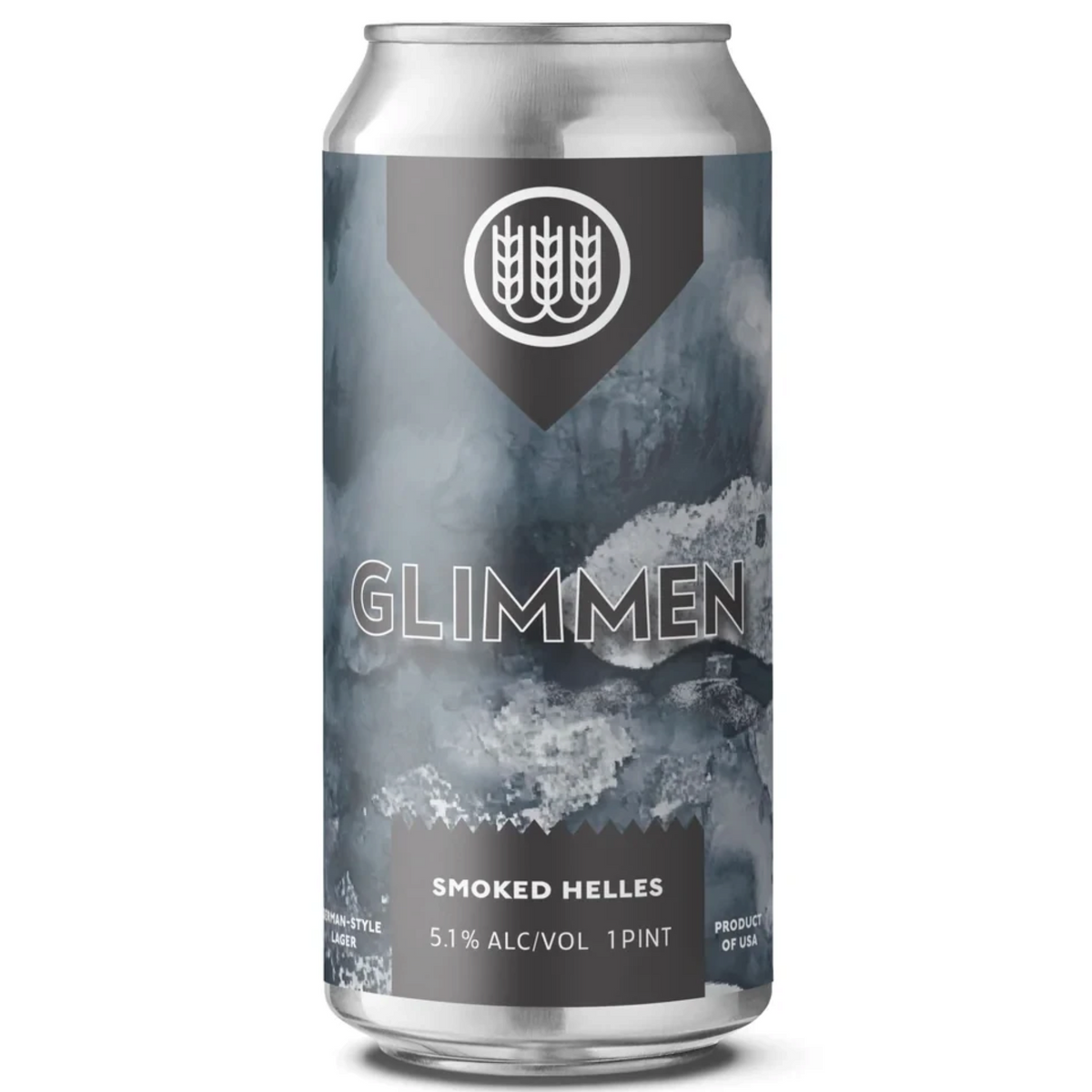 Stowe Public House & Bottle Shop Schilling Beer Co. Glimmen Smoked Helles lager can with abstract blue label design.