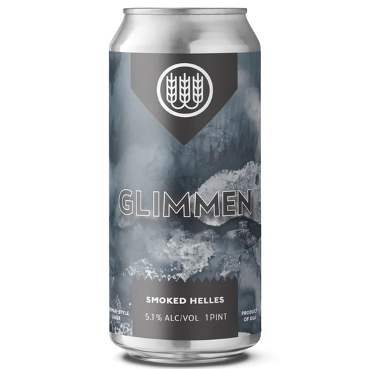 Stowe Public House & Bottle Shop Schilling Beer Co. Glimmen Smoked Helles lager can with abstract blue label design.