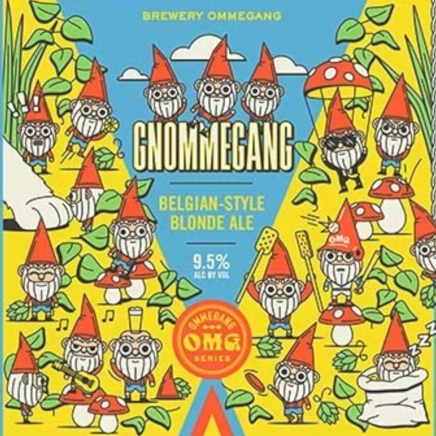 Stowe Public House & Bottle Shop Brewery Ommegang Gnommegang Belgian Strong Golden Ale beer can label with gnome art