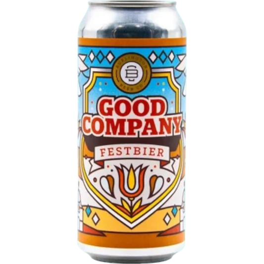 Stowe Public House & Bottle Shop Burlington Beer Co. Good Company Festbier can with colorful folk art label design