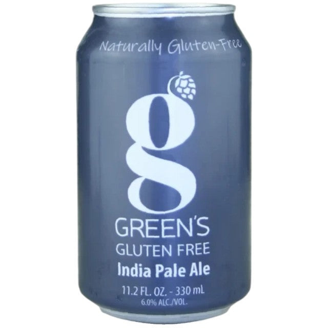 Stowe Public House & Bottle Shop Green's Gluten Free IPA beer can in blue with white branding and hop icon
