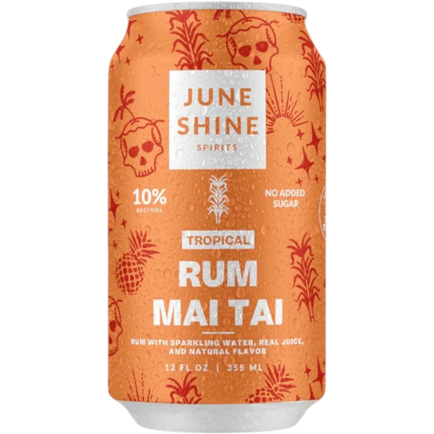Stowe Public House & Bottle Shop June Shine Mai Tai rum cocktail in an orange can with tropical skull patterns