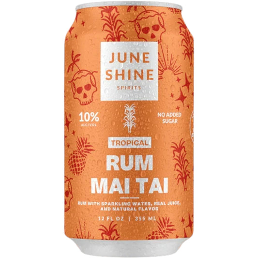 Stowe Public House & Bottle Shop June Shine Mai Tai rum cocktail in an orange can with tropical skull patterns